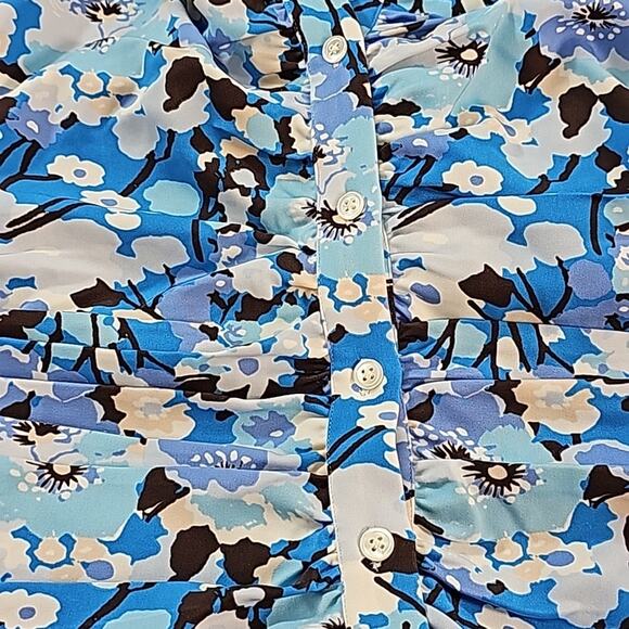 Rails NWOT Lisa Womens Sz S Blue Floral Y2K Feminine Ruching Flattering Top - Picture 7 of 13